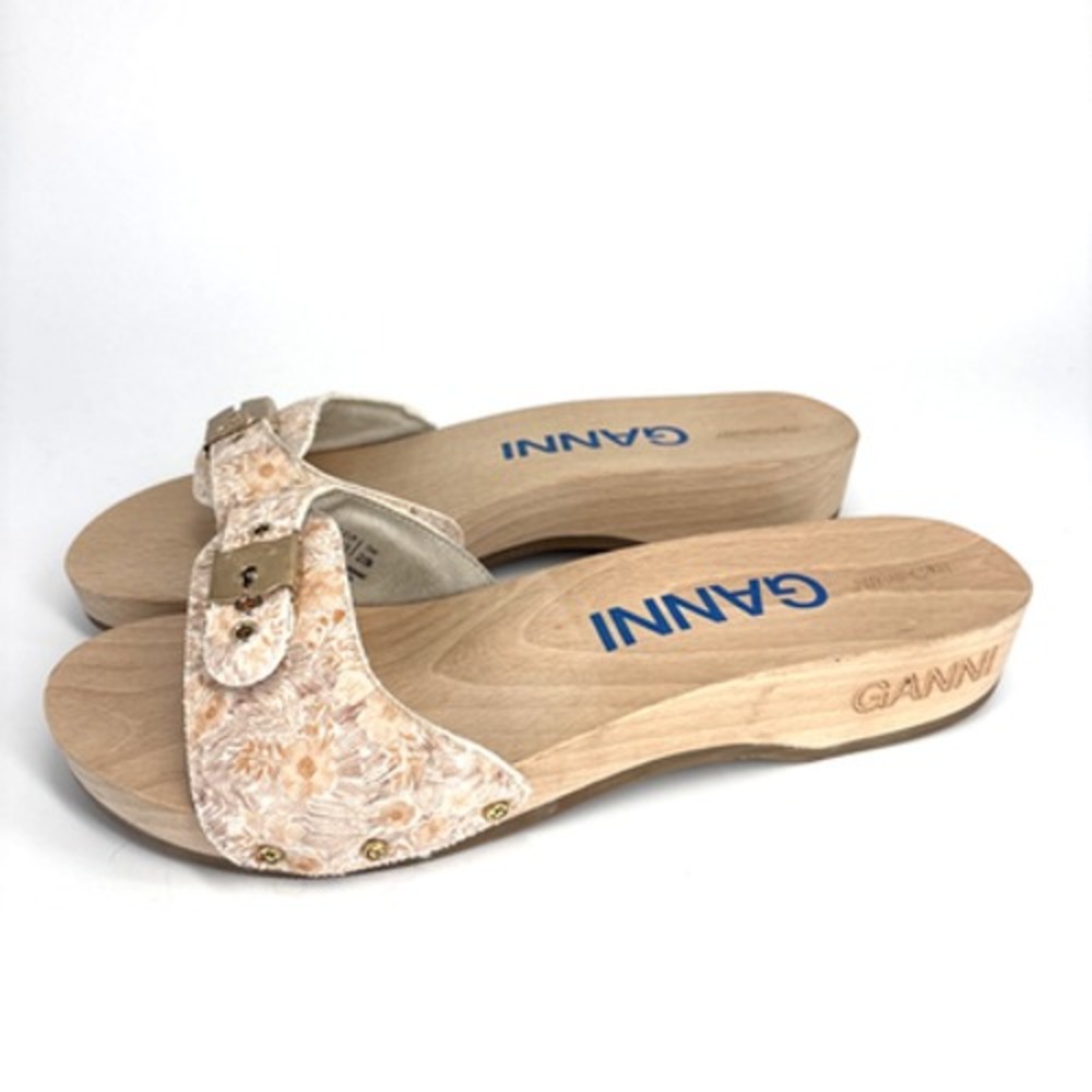 GANNI X Dr. Scholls Womens 11 Beige Floral Pescura Clog Platform Minimalist